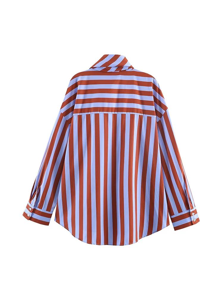 Chemisier rayé élégant à nœud papillon pour femme TFMLN, nouvelle collection printemps, chemise ampl
