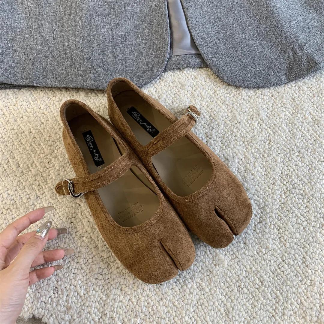 Bailamos-Chaussures plates rondes en cuir souple pour femmes, ballerines décontractées à enfiler peu