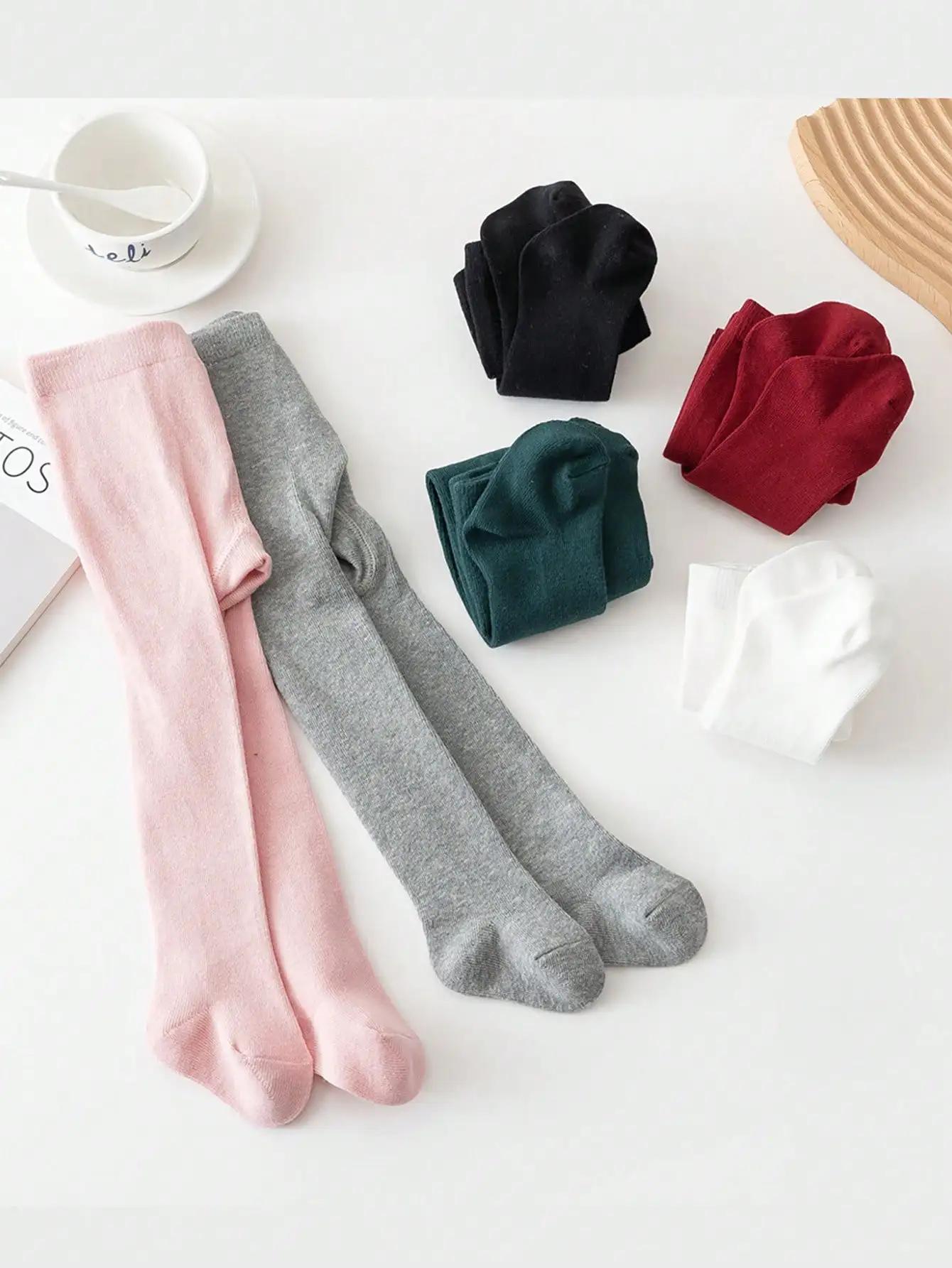 Nouveau bébé filles collants nouveau-né taille élastique couleur unie bas Slim Fit chaussettes colla