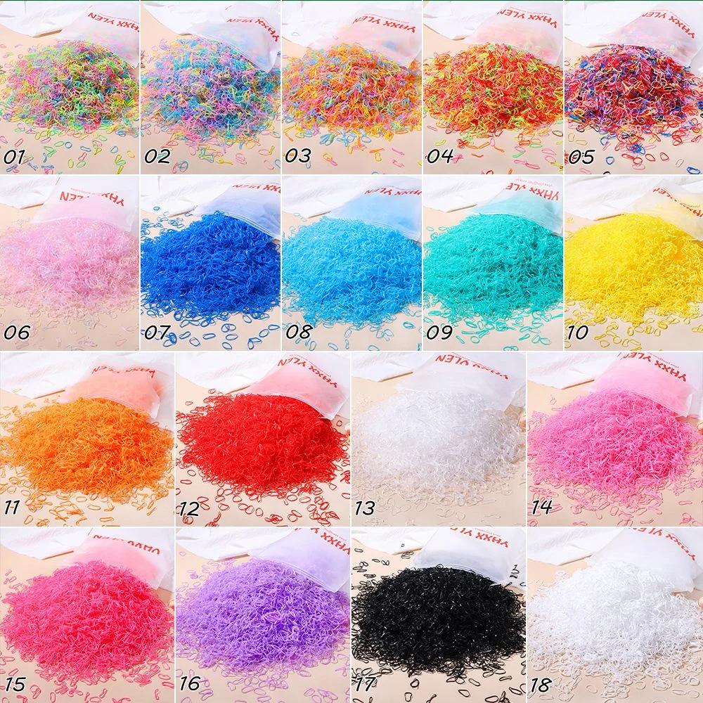 500 pièces/ensemble filles coloré élastique jetable doux élastique cheveux cravate bandeau enfants é