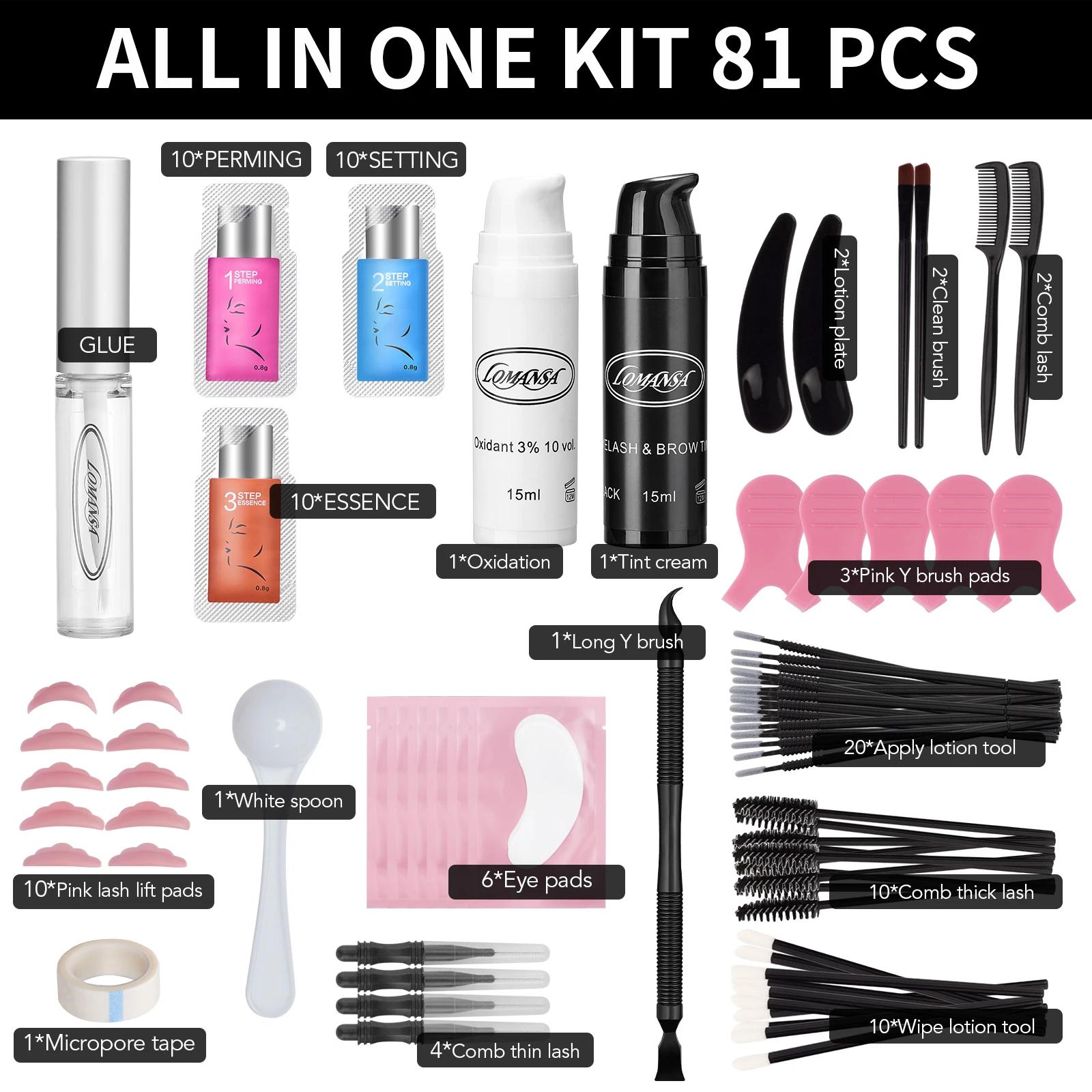 Lomansa 4 en 1 Kit de levage et de teinte de cils Kit de stratification de sourcils de levage de cil