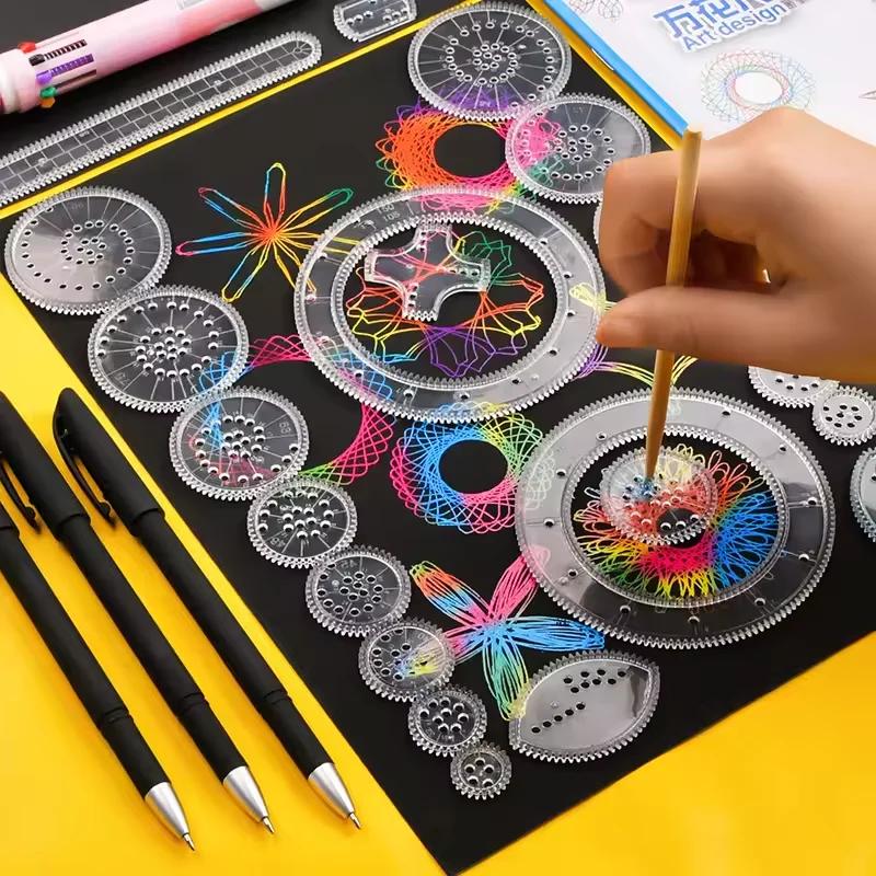 Ensemble de pochoirs de dessin pour spirographe, engrenages créatifs, géométrie, modèle de peinture,