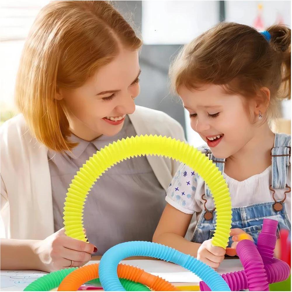 Tubes télescopiques colorés, jouets Fidget, Tubes Pop sensoriels en plastique, jouets anti-Stress, d
