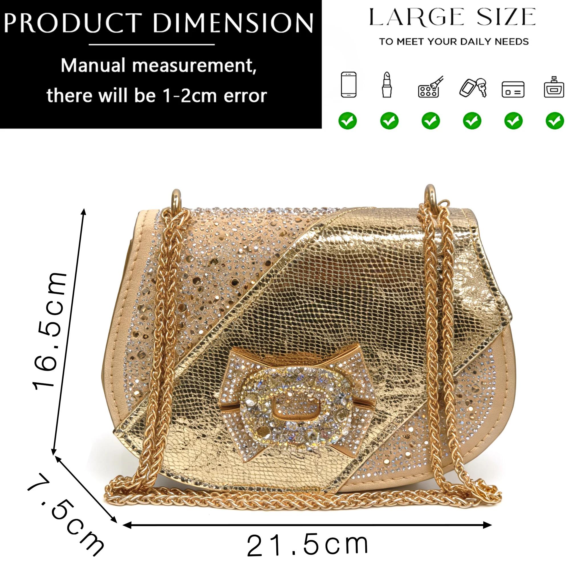 Ensemble élégant 2026 : Chaussures à talons hauts dorées et sac assorti orné de strass - Design élég