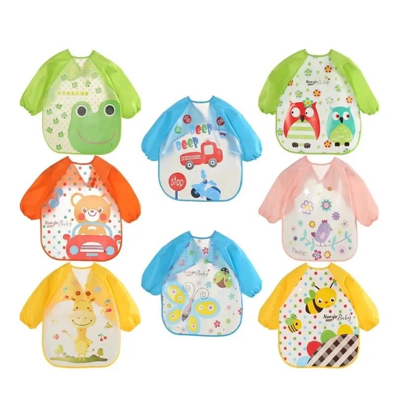 Bavoirs imperméables EVA à manches longues pour bébé, tablier pour enfants, Smock d'alimentation à m