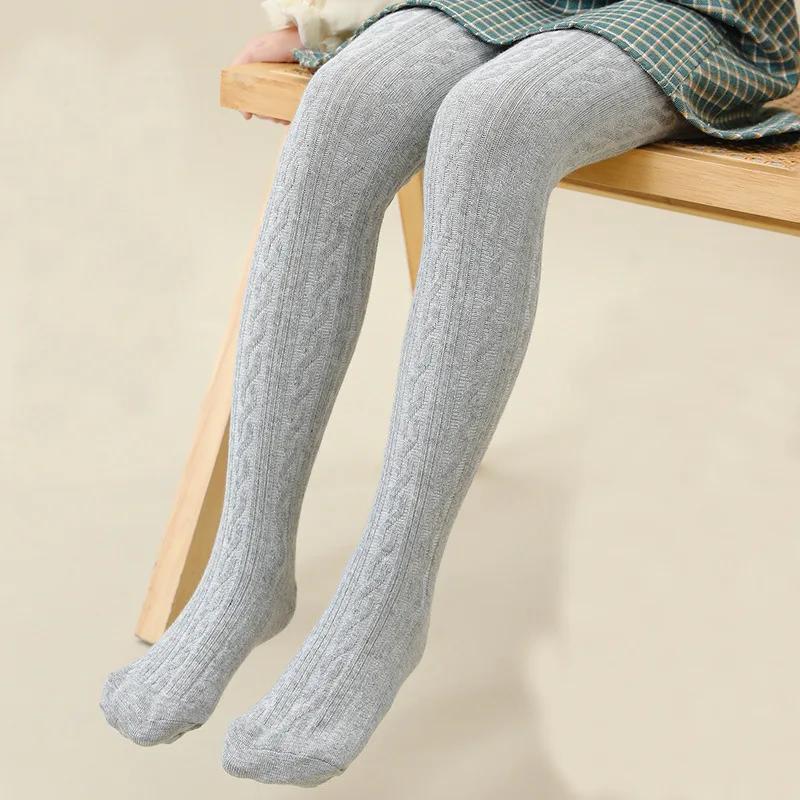 Collants en coton peigné pour enfants de 0 à 12 ans, collants tricotés avec câble pour filles, colla
