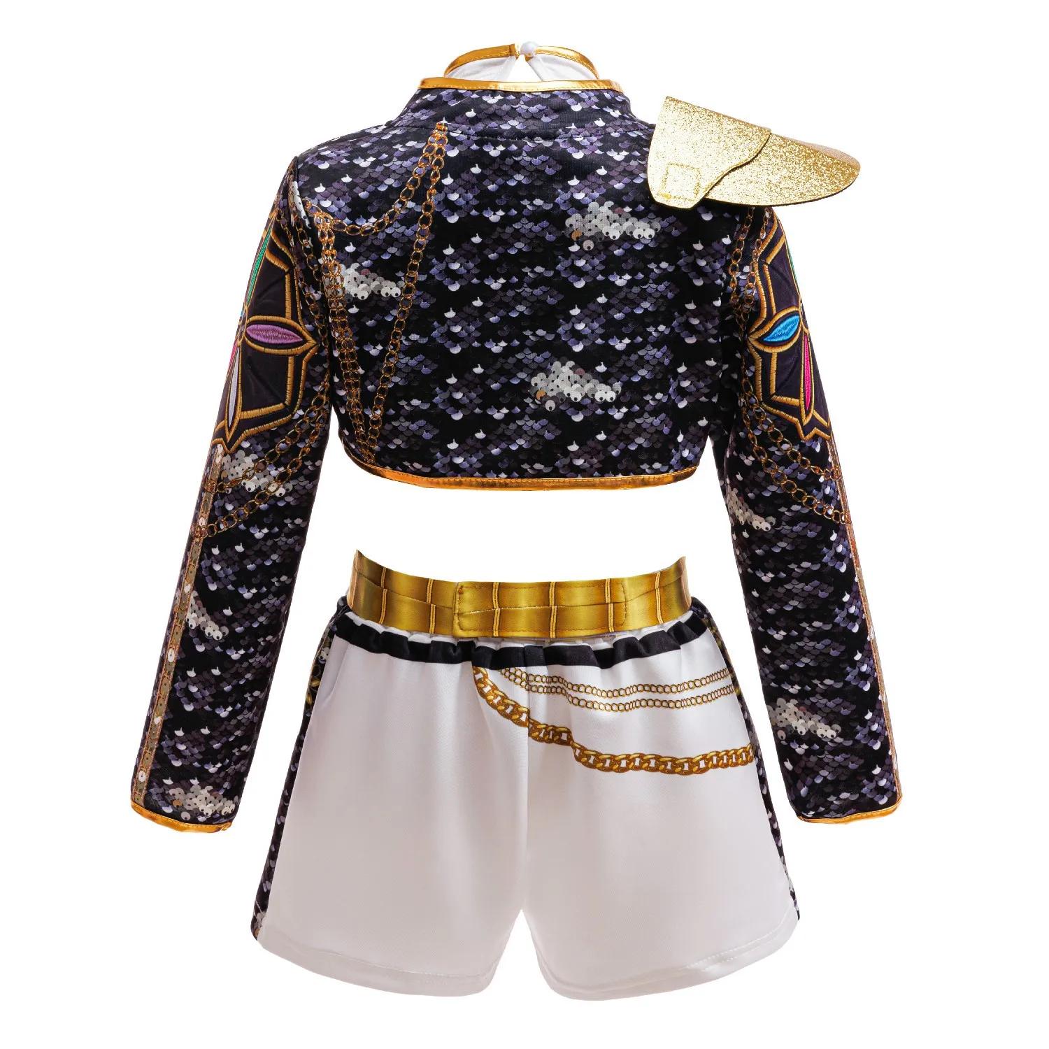 Costume d'Halloween K-pop pour filles, tenue de groupe idole noire trois pièces, ensemble de robe de