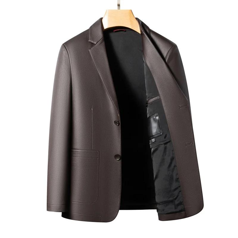 Vestes en cuir de printemps et d'automne, costumes en cuir décontractés, vestes en cuir pour hommes,