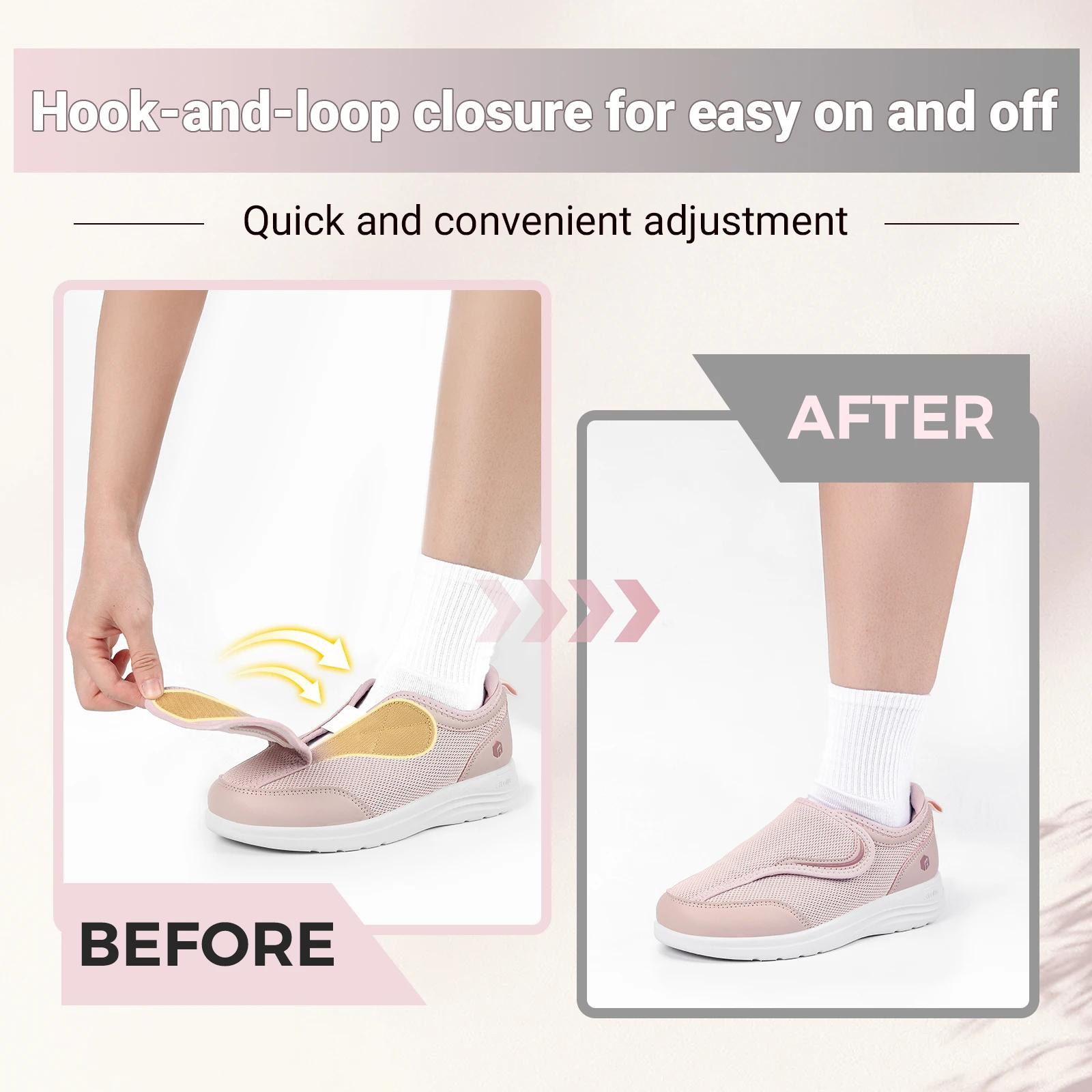 Fittington – chaussures pour diabétiques pour femmes, larges bretelles entièrement réglables, ailes