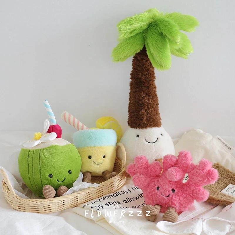 JELLYCAT limonade noix de coco peluches très doux palmier rouge corail peluche jouet dessin animé po