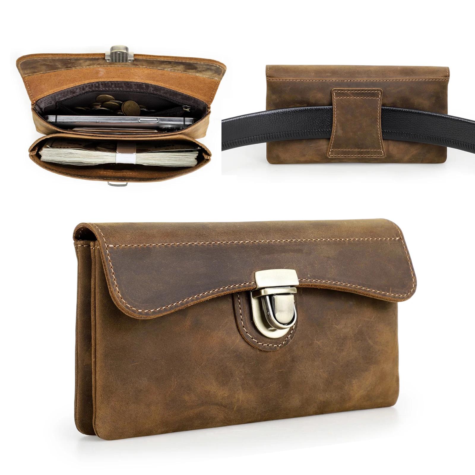 Sacs de ceinture pour hommes en cuir véritable CONTACT'S, sacs de taille de haute qualité, sacs bana