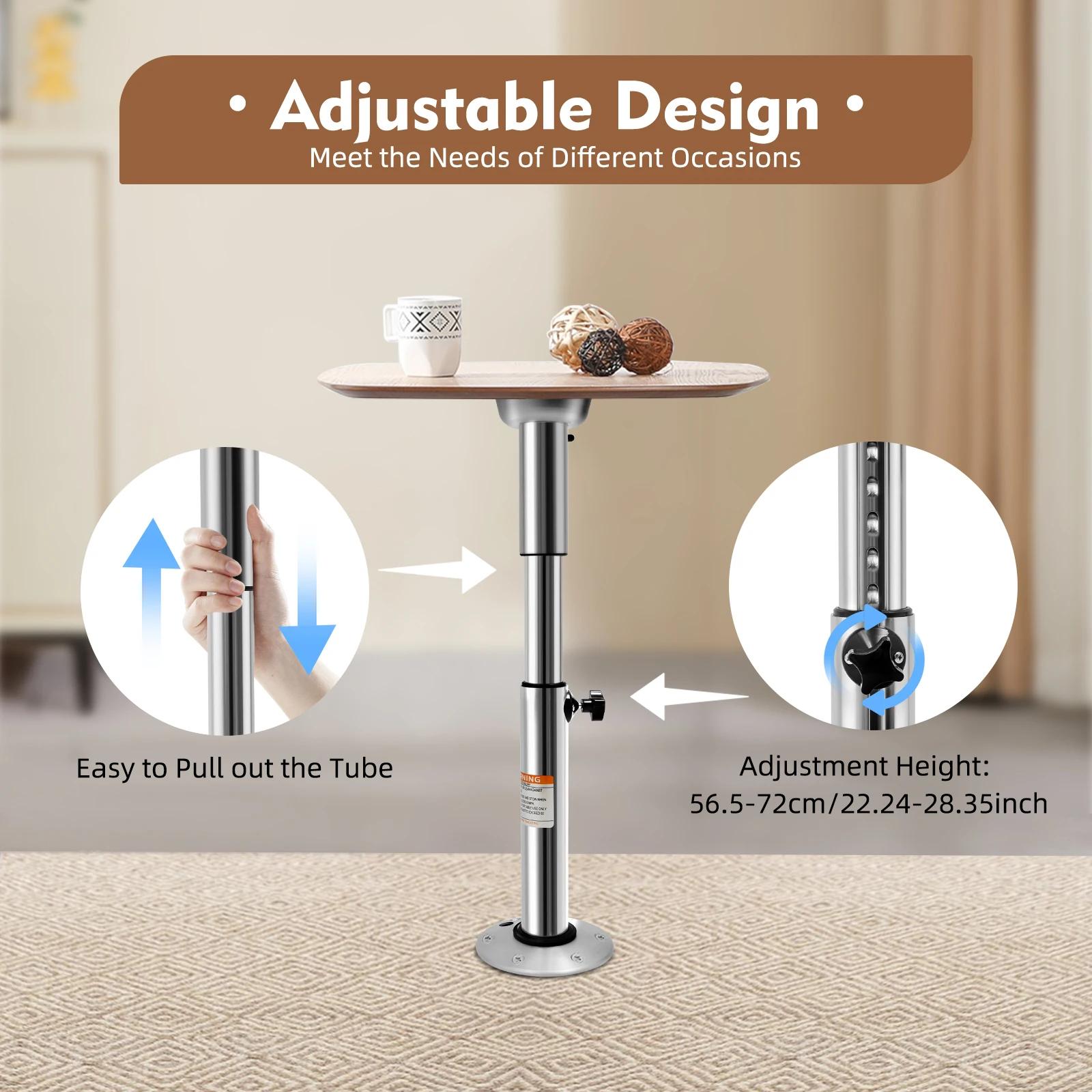 Piédestal de table réglable en aluminium, support pour bateau marin, caravane, Hurhome, 565mm-720mm,