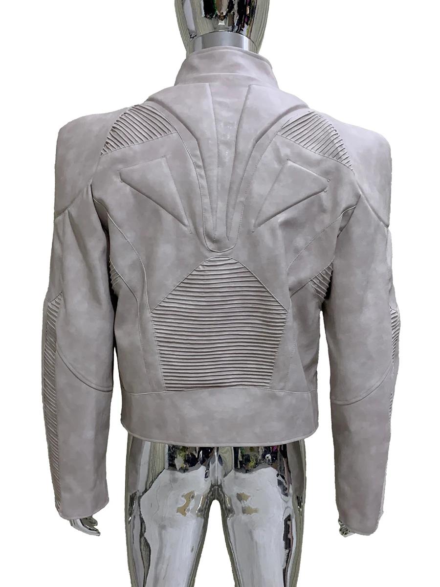 Veste en cuir Pu pour hommes, Cool, en détresse, exosquelette, épaulettes, luxe de styliste, vêtemen
