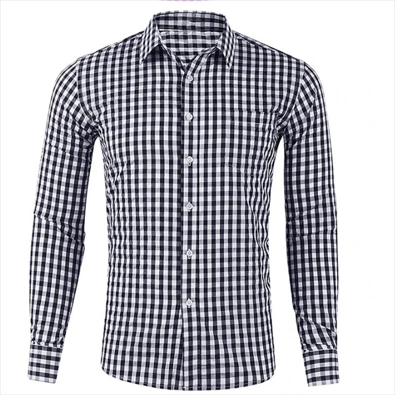 Chemise homme chemise boutonnée rouge bleu manches longues plaid/check revers street resort imprimé