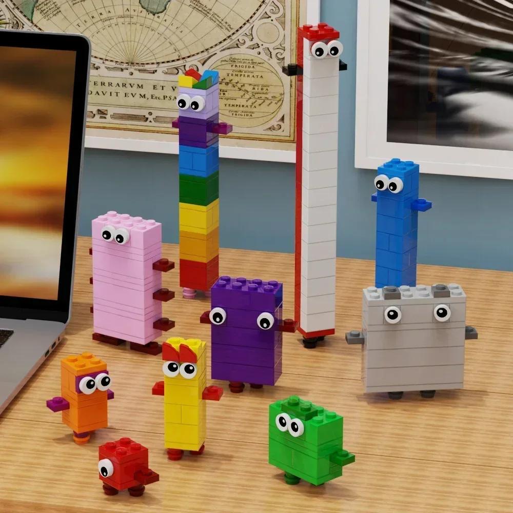 Briques de construction de chiffres MOC, un à dix mathématiques, transforme numérique, blocs éducati