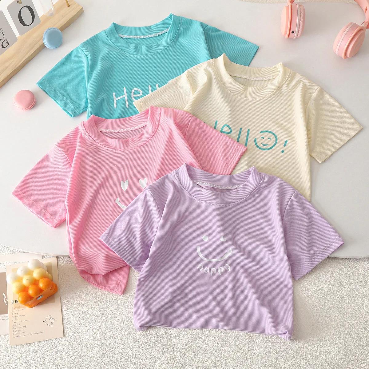 Nouveaux vêtements d'été pour enfants, t-shirt à manches courtes mignon, hauts décontractés pour gar