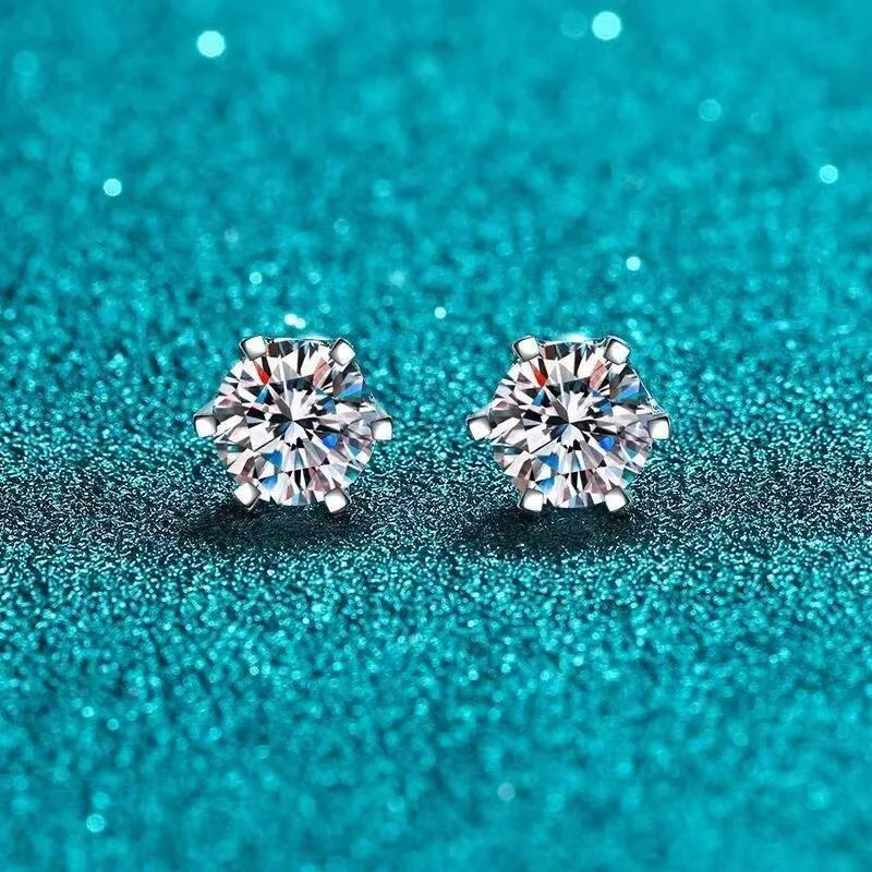 TY 0.3-2CT boucles d'oreilles Moissanite 925 en argent Sterling boucles d'oreilles rondes boucles d'