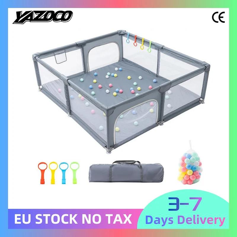 Parc de jeu pour bébé gris clair avec anneaux de traction, barrière de sécurité pour enfant, boîte à