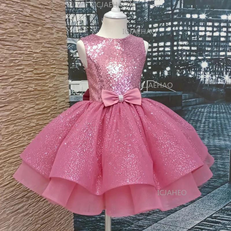 Robe Tutu à Paillettes Scintillantes pour Enfants, Tenue de Cérémonie pour Filles, Robe de Princesse