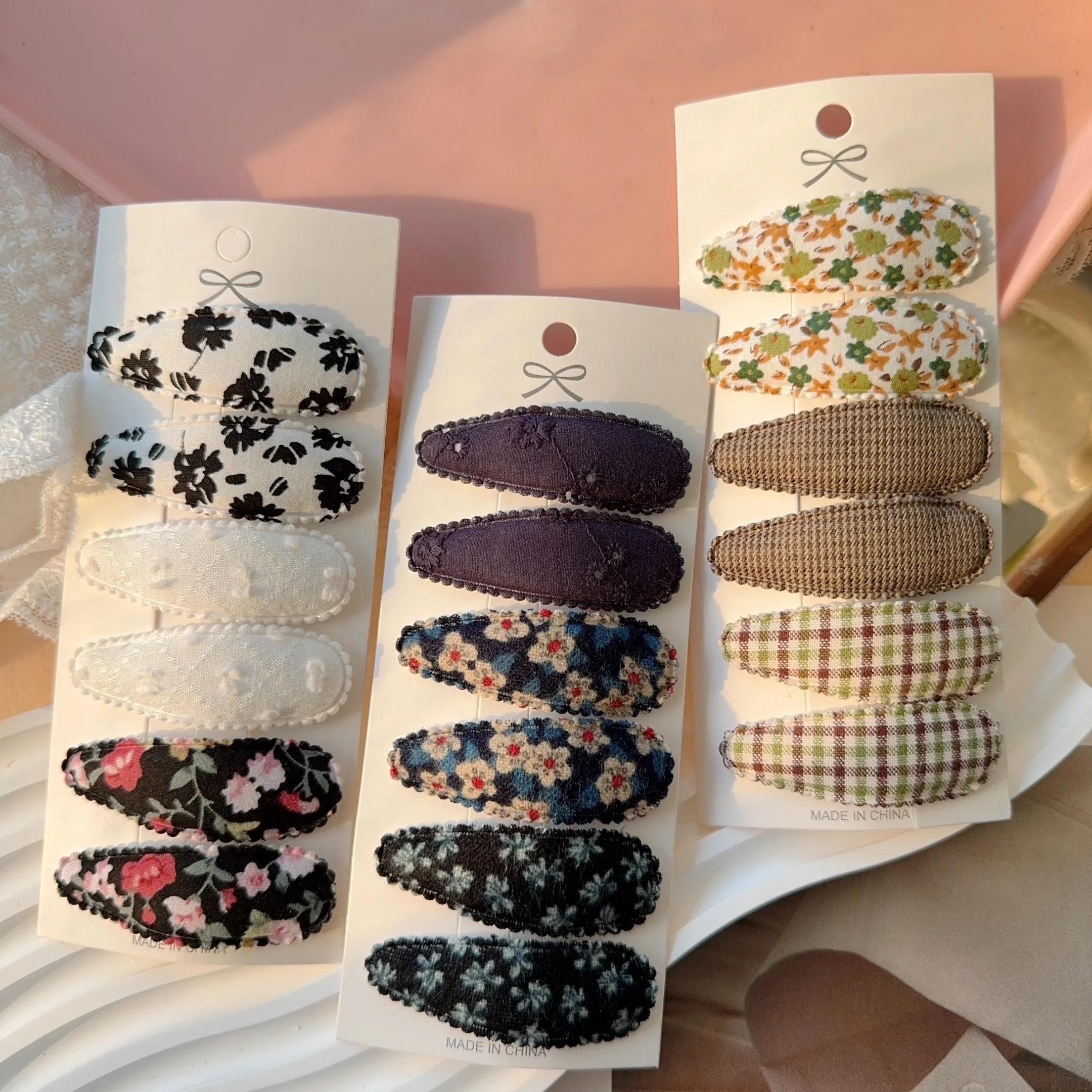 Pince à cheveux BB imprimée mignonne, 6 pièces, mode Crochet fait à la main pour fille, accessoires