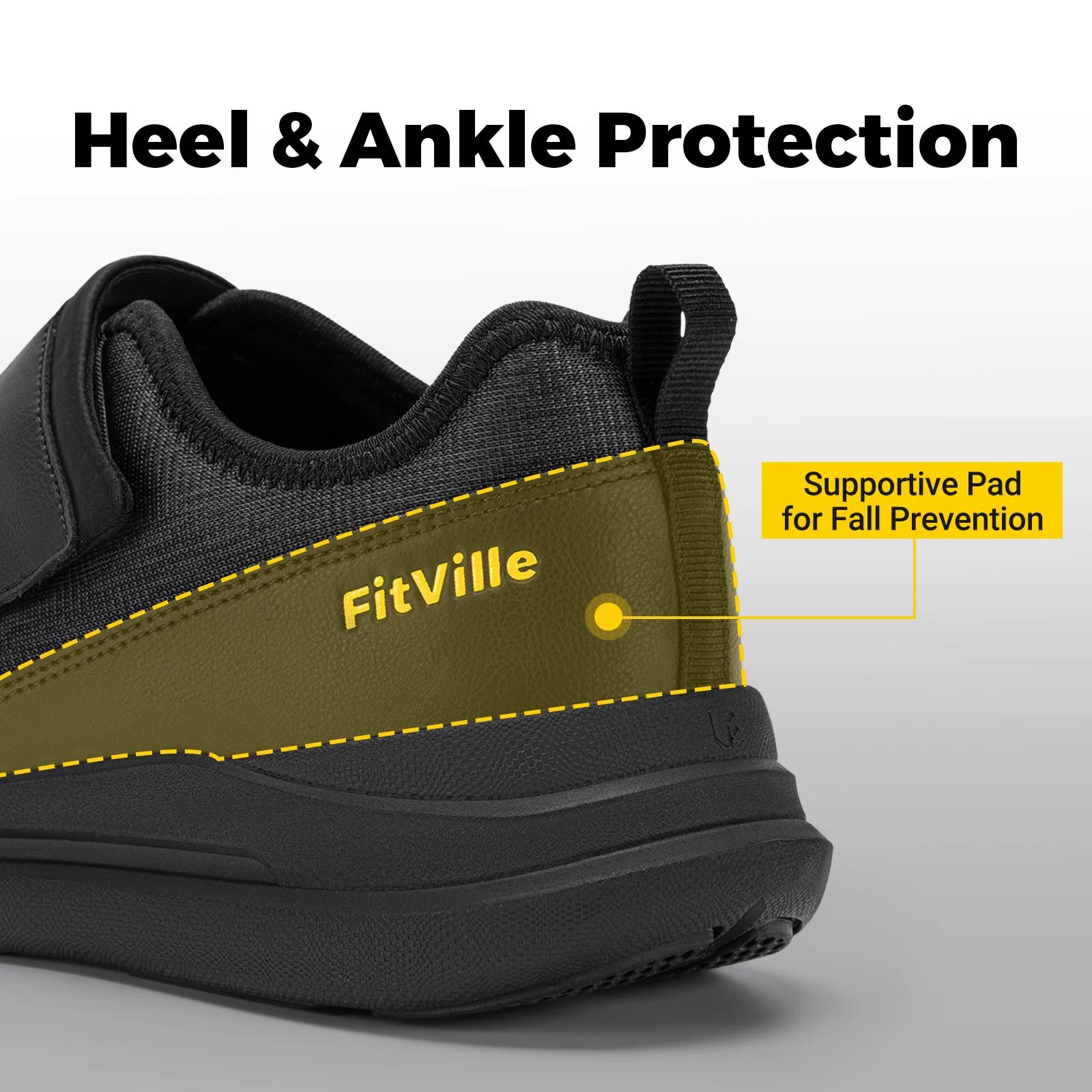 Fitville – chaussures pour diabétiques pour hommes, chaussures de marche larges, antidérapantes, fac