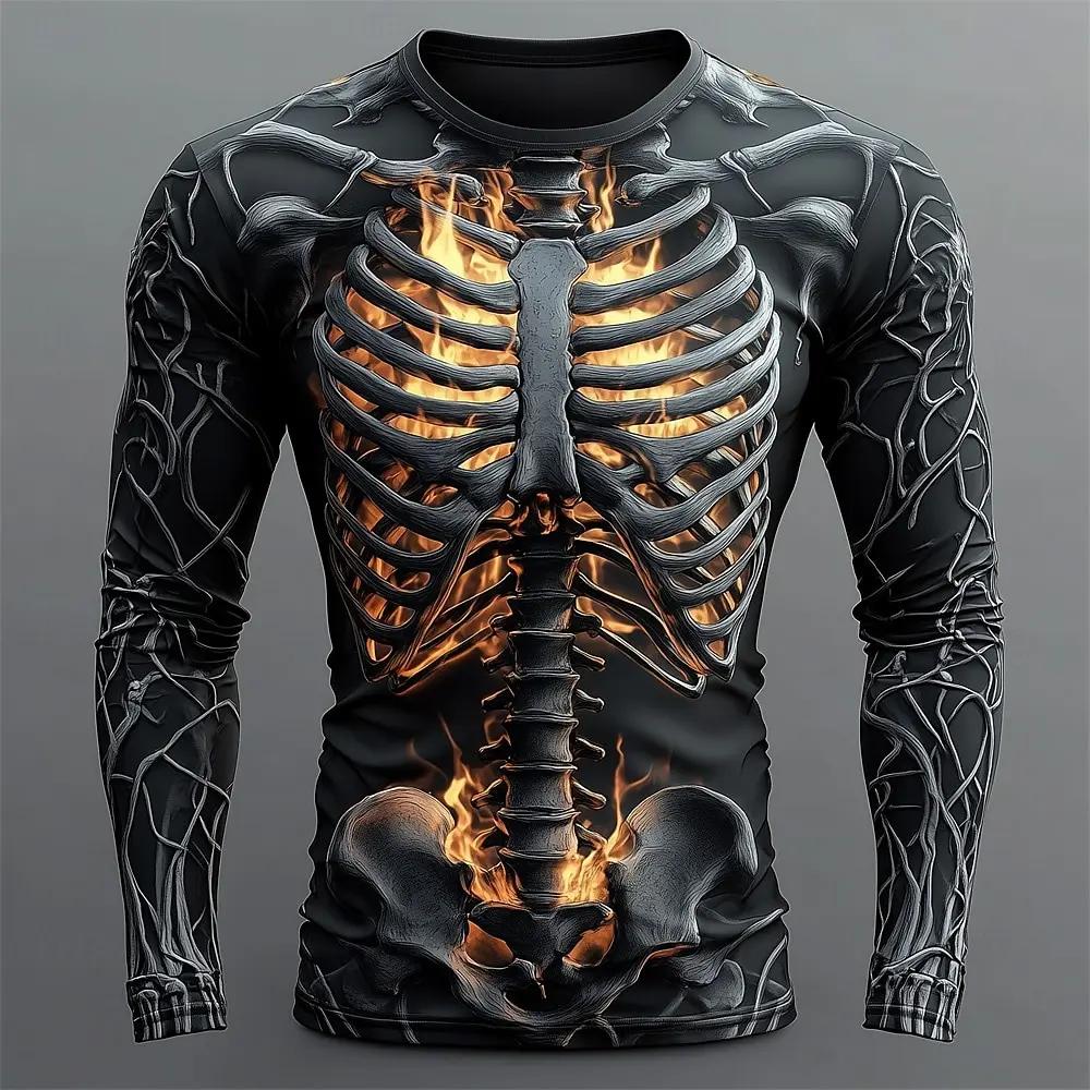 T-Shirt de sport à manches longues pour hommes, décontracté, rétro, loisirs, léger, impression de co