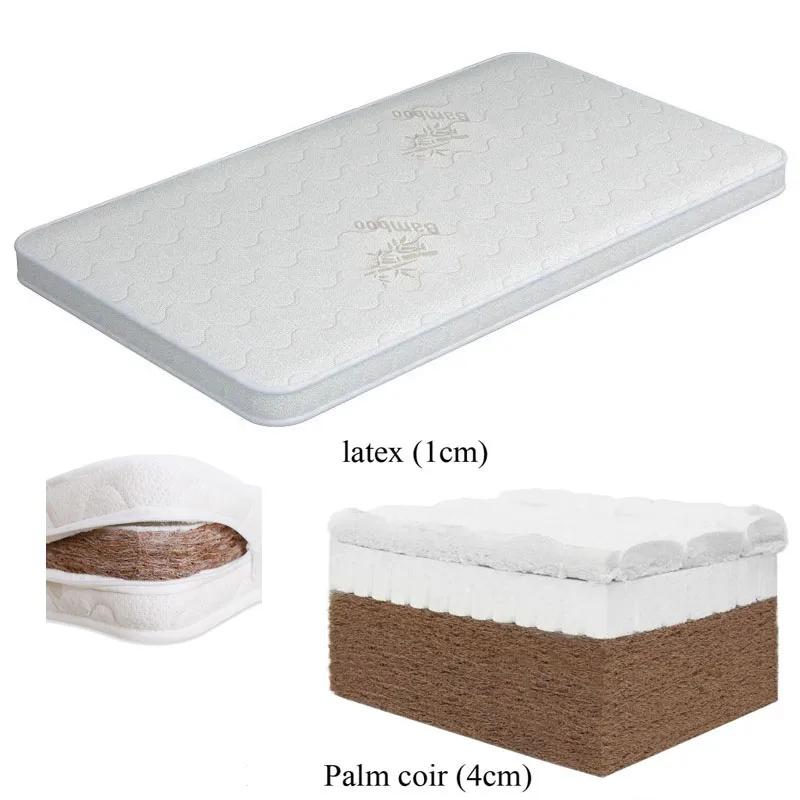 Ensemble complet de berceau de bébé en bois blanc : comprend moustiquaire, literie et matelas en lat