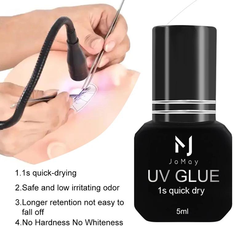 JOMAY 10 bouteilles 5ml colle UV pour cils séchage rapide en 1 seconde 75 jours colle durable pour c