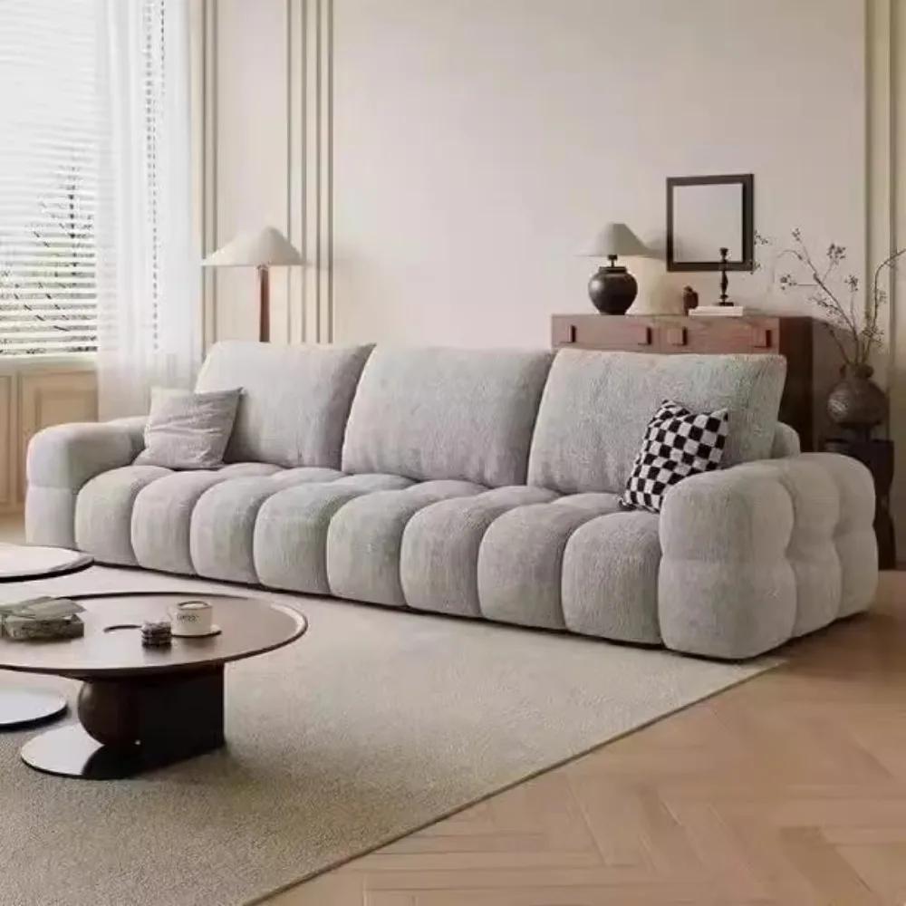 Canapés de salon minimalistes en peluche, canapé inclinable de styliste familial classique, tabouret