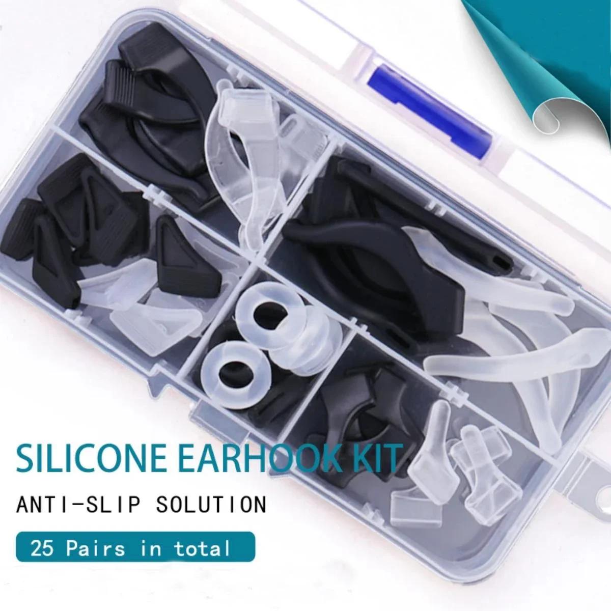 25 paires de supports de lunettes antidérapants en Silicone de qualité supérieure, crochets de poign