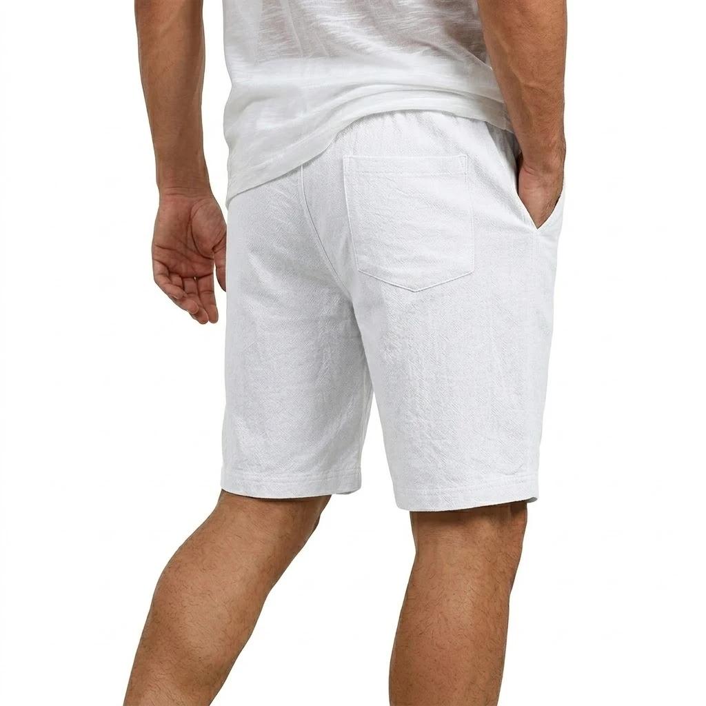 Nouveau short décontracté pour homme en lin uni léger, style gym, plage, hawaïen, ample, en coton, g