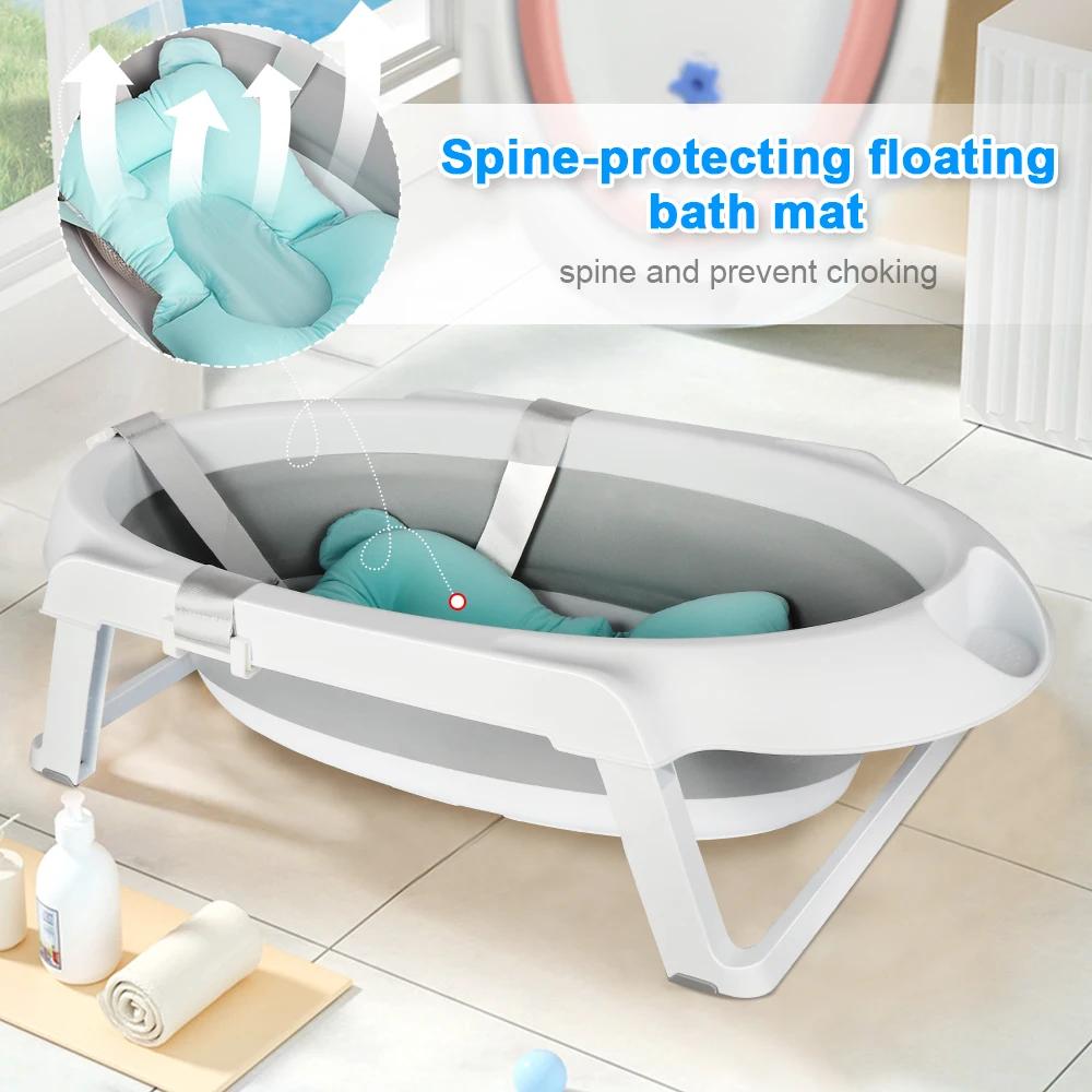 Baignoire pour bébé avec support - baignoire pliable avec coussin de bain - sécurisé et confortable