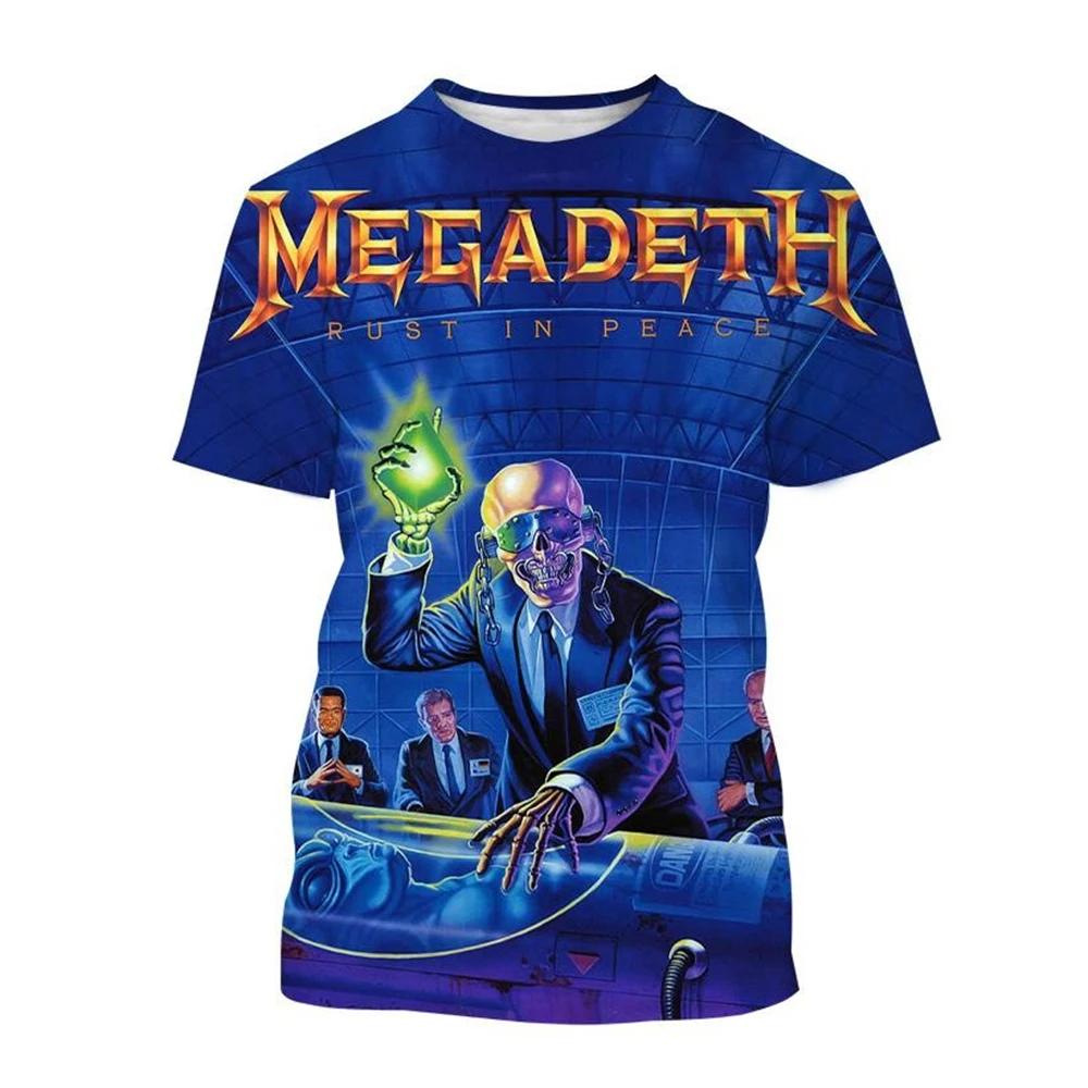 Megadeth-T-shirt à manches courtes imprimé en 3D pour hommes et femmes, T-shirt décontracté, Punk, D
