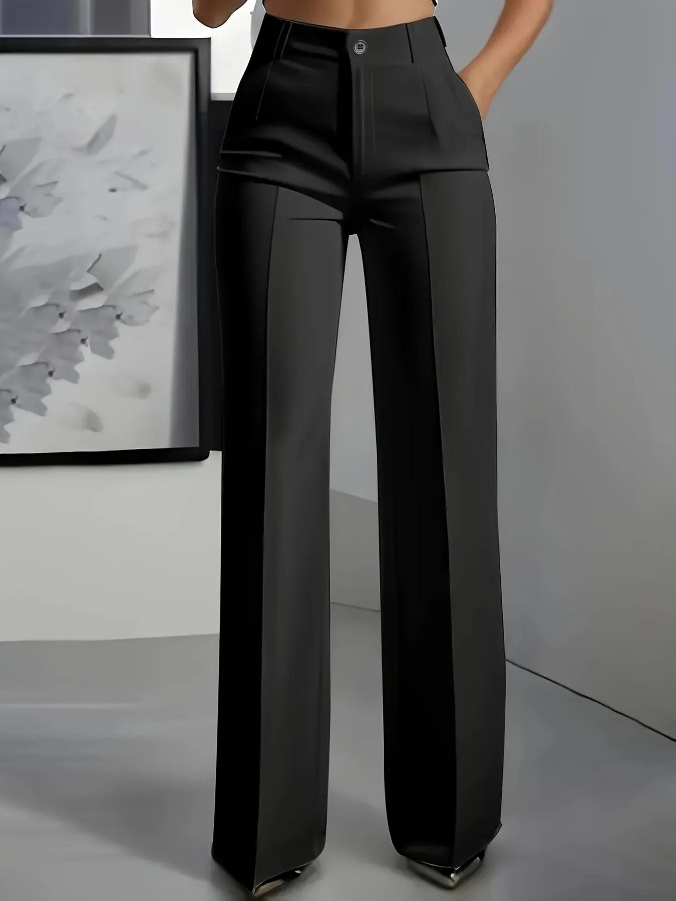 Pantalon de costume simple taille haute, drapé, coupe droite, transfrontalier européen et américain