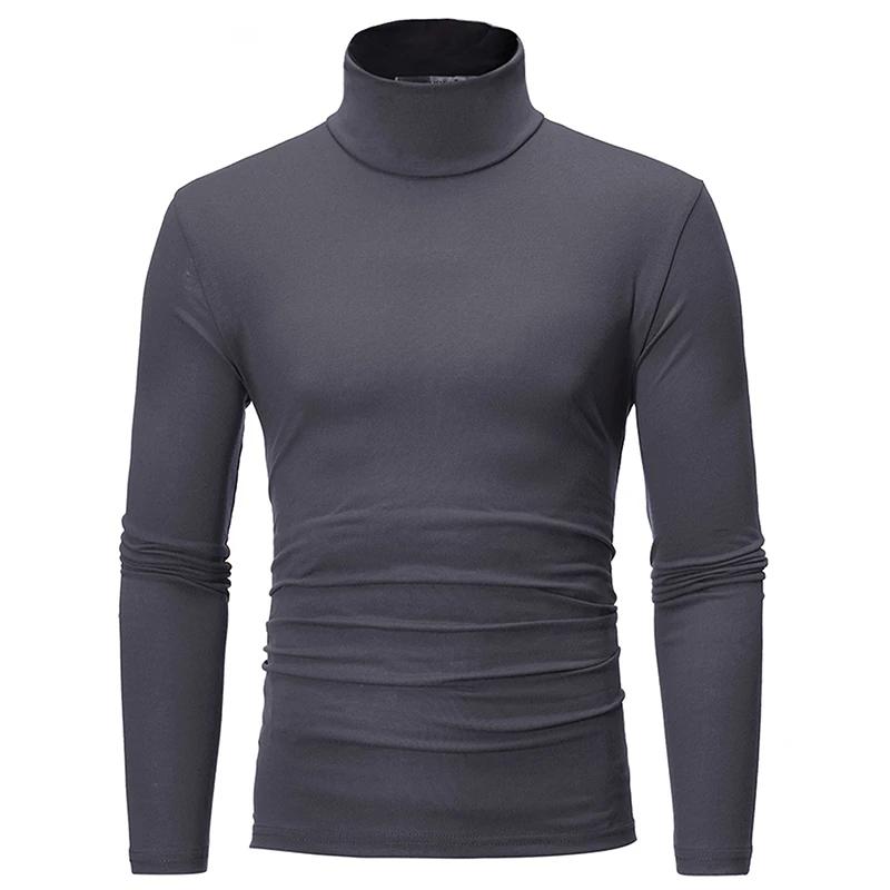 Nouvelle mode Base t-shirt hommes coupe ajustée Polyester col haut pull col roulé pull hauts chemise