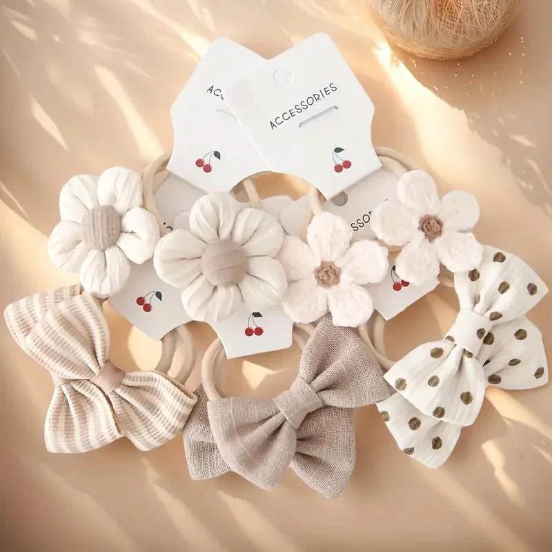10 pièces bandeaux avec fleurs et nœuds colorés bandeaux en Polyester doux parfait pour un usage déc