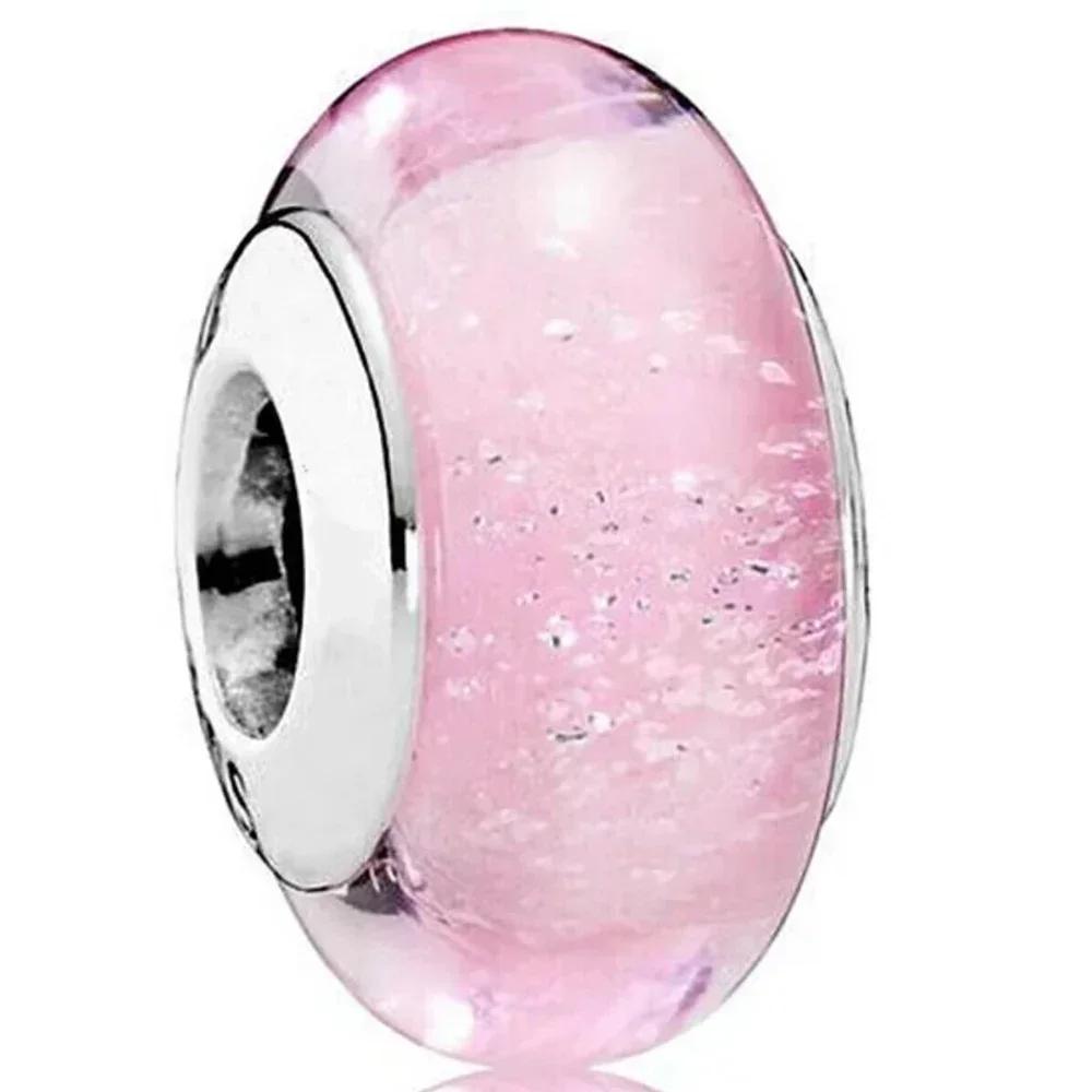 2025 classique 925 en argent Sterling couleur fleur feuille cosmique arc-en-ciel Murano verre breloq