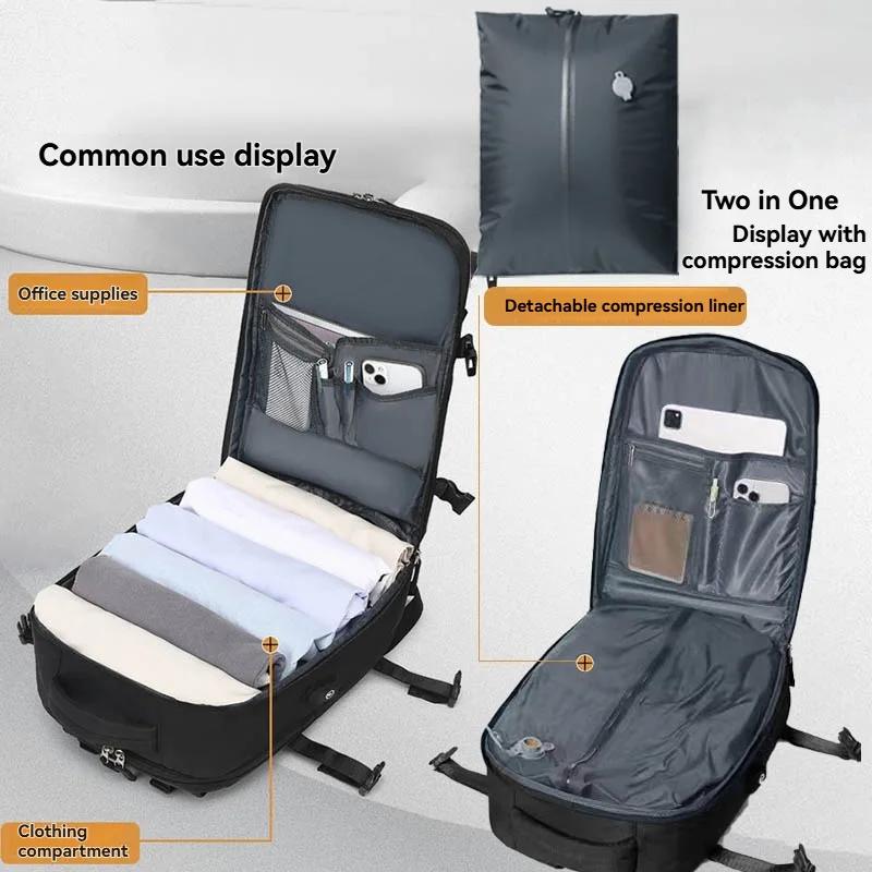 Sac à dos de voyage à pompe à air intégrée scellé sous vide, sac à dos de voyage extensible, équipé
