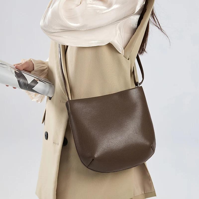 Sacs à bandoulière décontractés en cuir de vache pour femmes, sac à main en cuir véritable souple, s