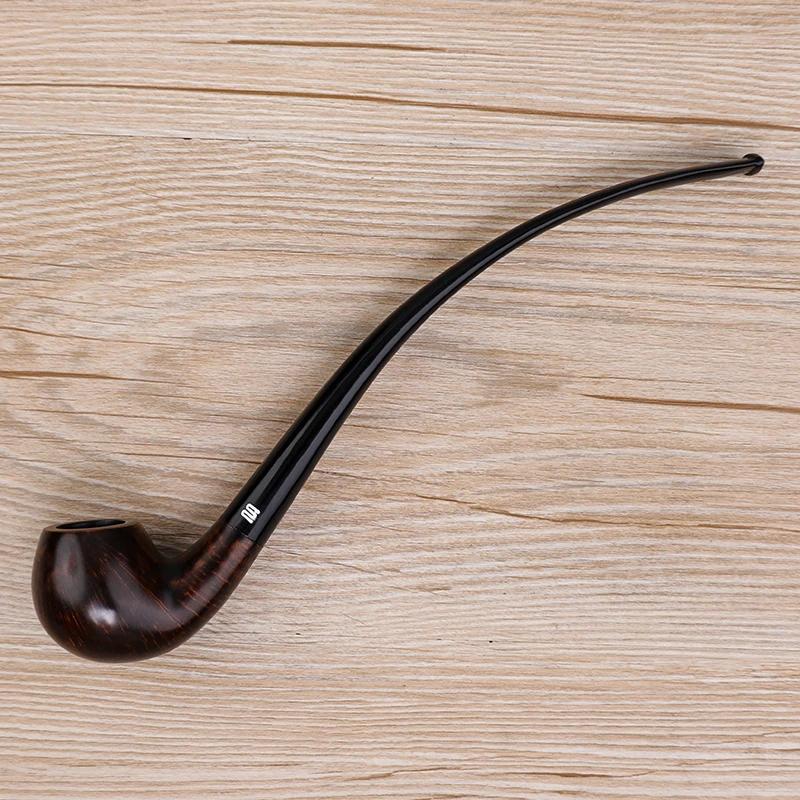 Pipe à tabac en bois de bruyère faite à la main Muxiang, longue tige courbée, embout pour fumer avec