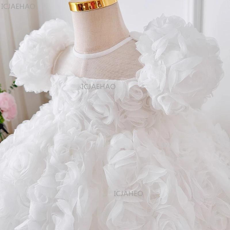 Robe de cérémonie blanche pour enfants 2026, tenue de fête à manches courtes bouffantes, robe de pri