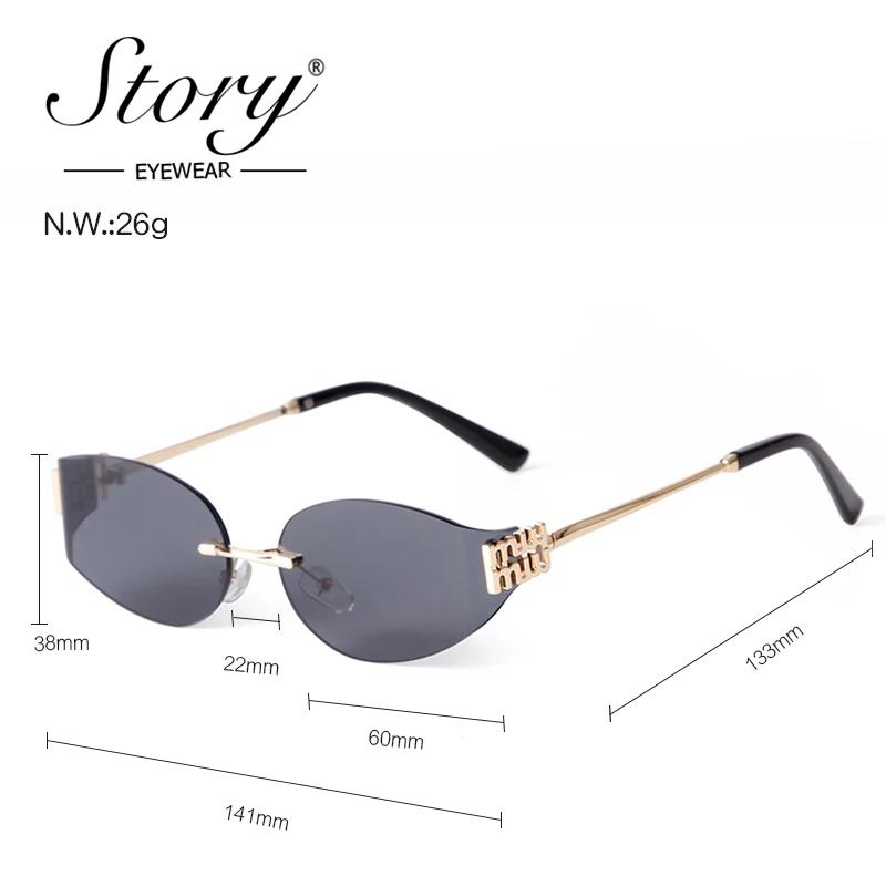 STcocktail-Lunettes de soleil ovales sans monture pour femmes et hommes, monture argentée, nickel é