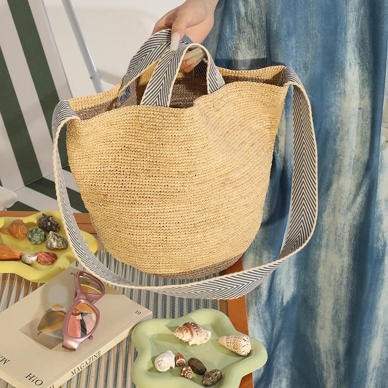 Sacs fourre-tout en raphia tricoté Vsper pour femmes, deux tailles, grande capacité, sacs de plage f