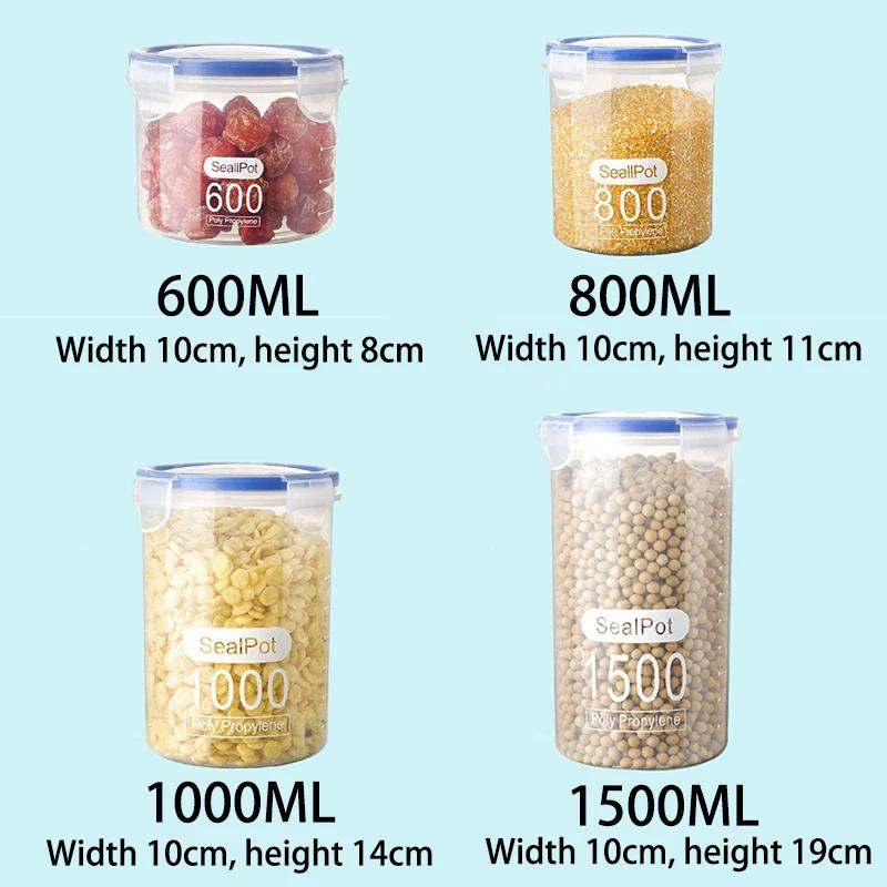 Boîte de rangement scellée transparente, 1 à 4 pièces, réservoir de stockage de céréales alimentaire