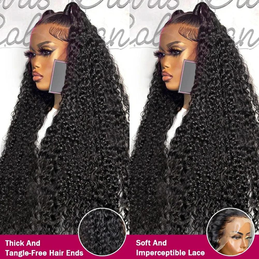 Perruque Lace Front Wig Brésilienne Naturelle, Cheveux Bouclés, Deep Wave, 13x4, 13x6, HD, Densité 2