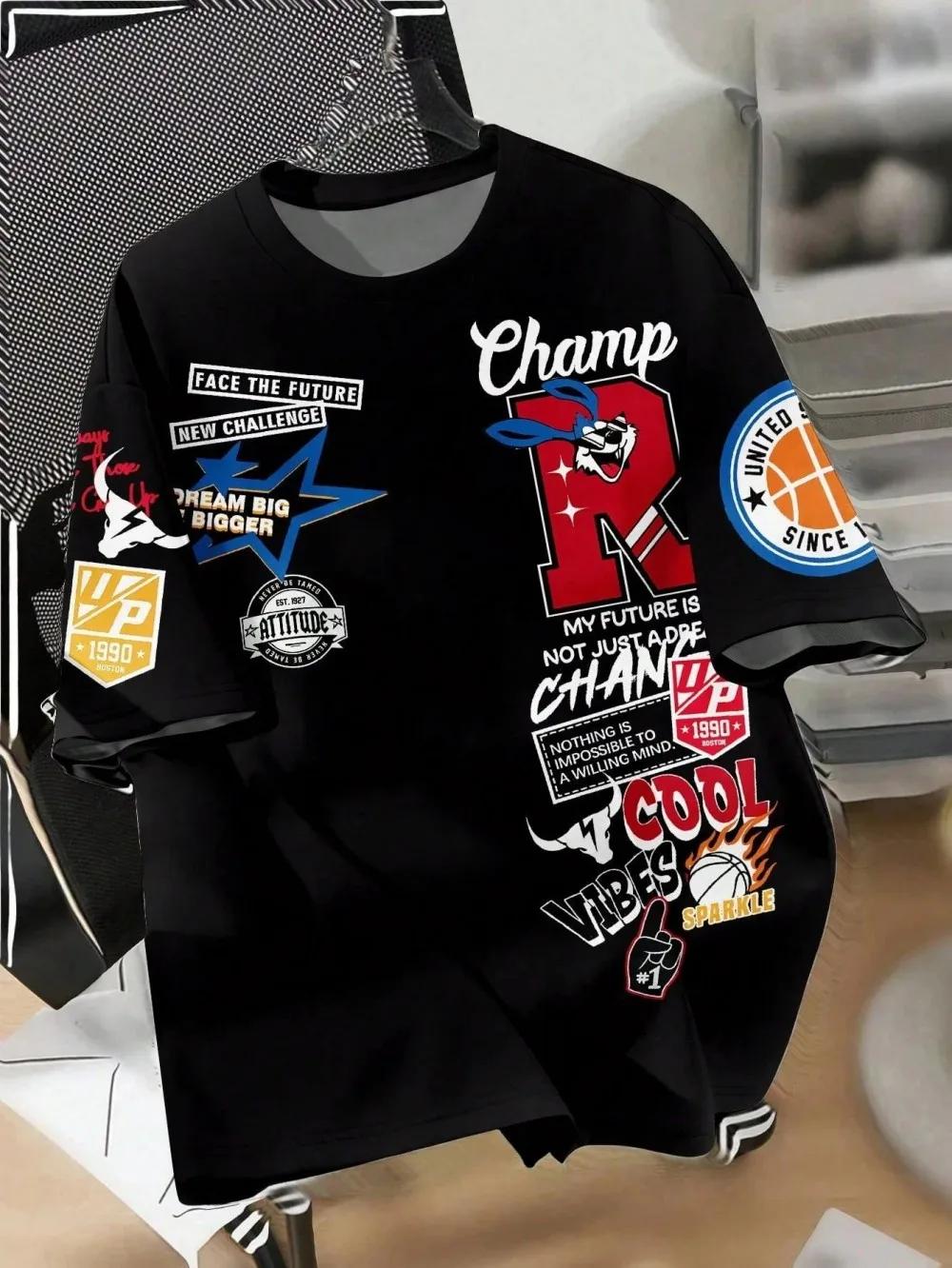 Nouveau T-shirt créatif respirant pour hommes avec motif imprimé Graffiti haut de sport confortable
