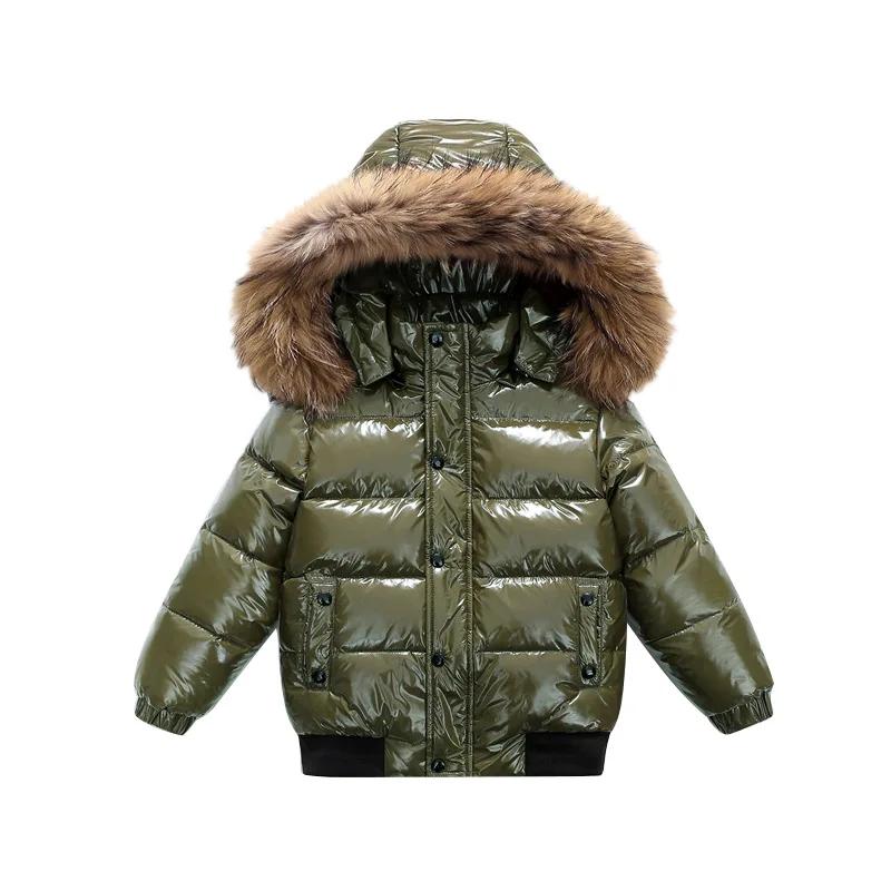 Doudoune à capuche brillante UNITIM pour bébés filles et garçons, manteau d'hiver épais et chaud pou