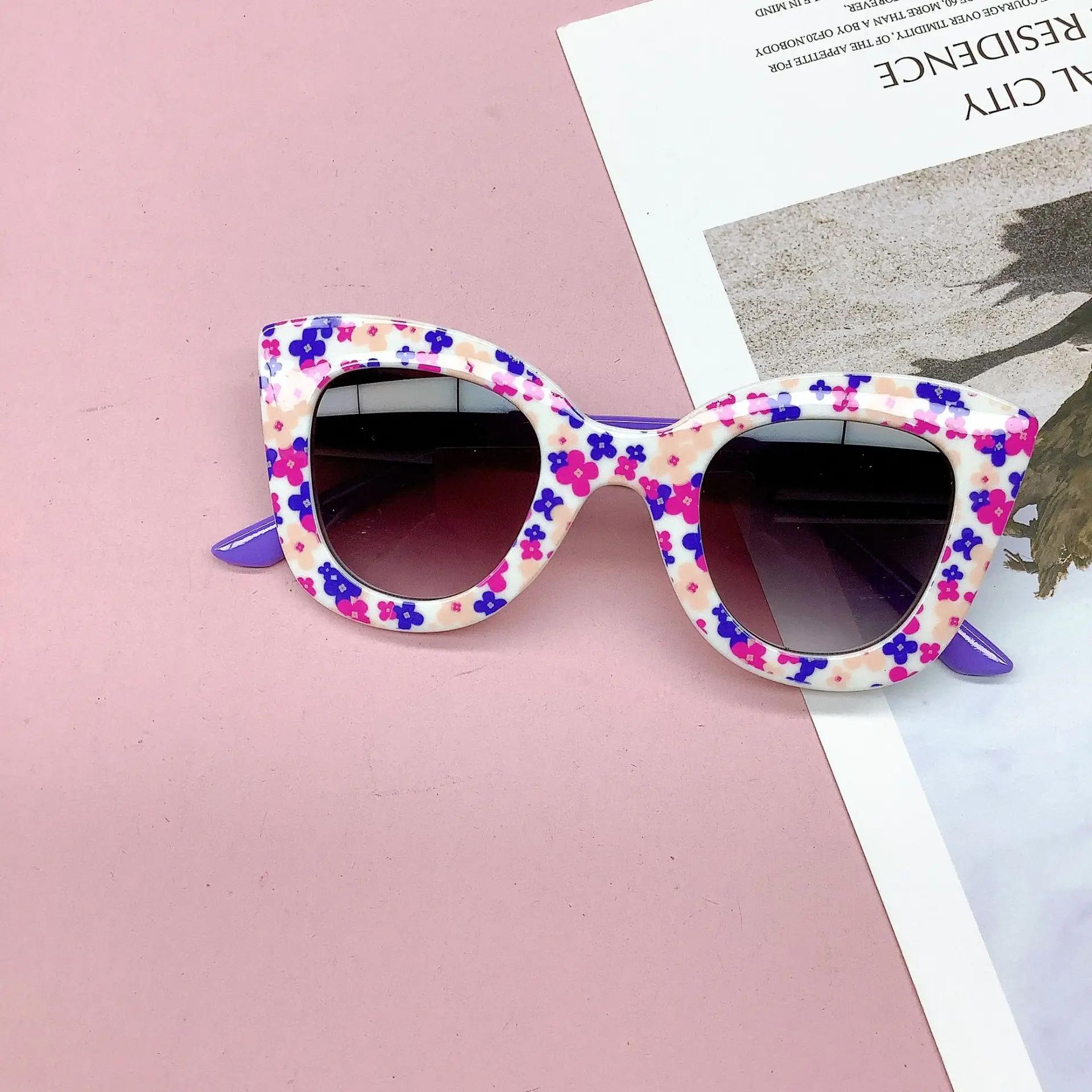 Nouveau sac de voyage à la mode, lunettes de soleil à fleurs pour enfants, Anti UV, lunettes de Prot