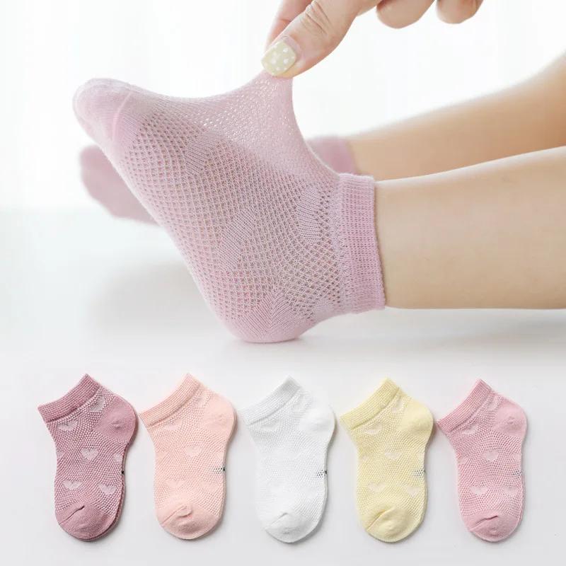 5 paires/lot été enfants chaussettes garçons filles bébé mode coton solide sauvage doux respirant en