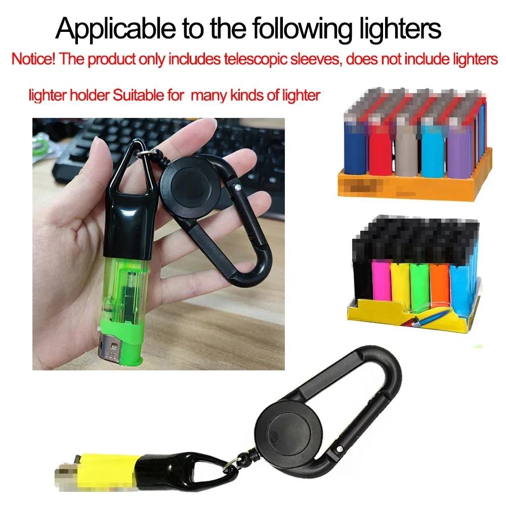 Lot de 10 étuis porte-briquet colorés avec clip, accessoire pour fumeurs, avec mousqueton rétractabl